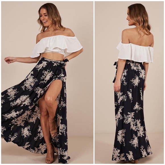 Showpo. Dresses & Skirts - Showpo. Navy Floral Breath Of Fresh Air Maxi Skirt